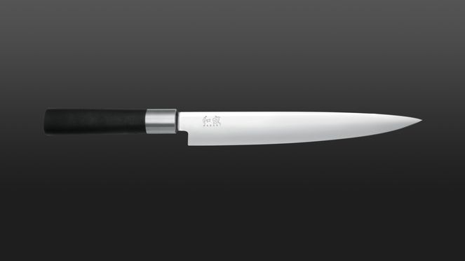 
                    Wasabi slicing knife with long, slim high-grade steel blade