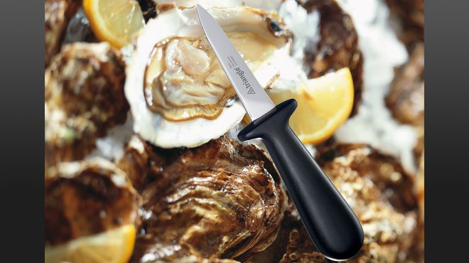 
                    The oyster knife opens oysters without effort