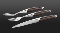 Table knife, Table cutlery with spoon walnut