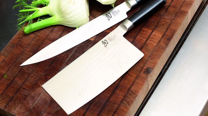 
                    Chinese chef's knife with ham slicer
